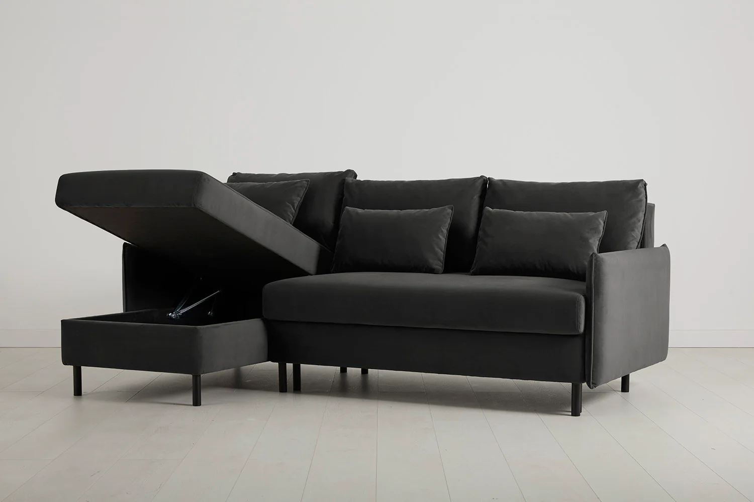 Model 12 Sofa Bed with Storage 3 Seater Left Chaise, Charcoal - Image 10
