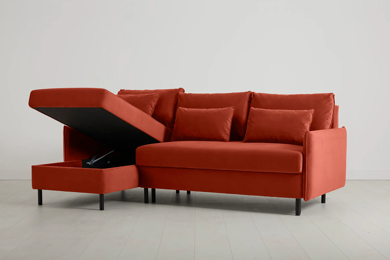 Model 12 Sofa Bed with Storage 3 Seater Left Chaise, Paprika - Image 8