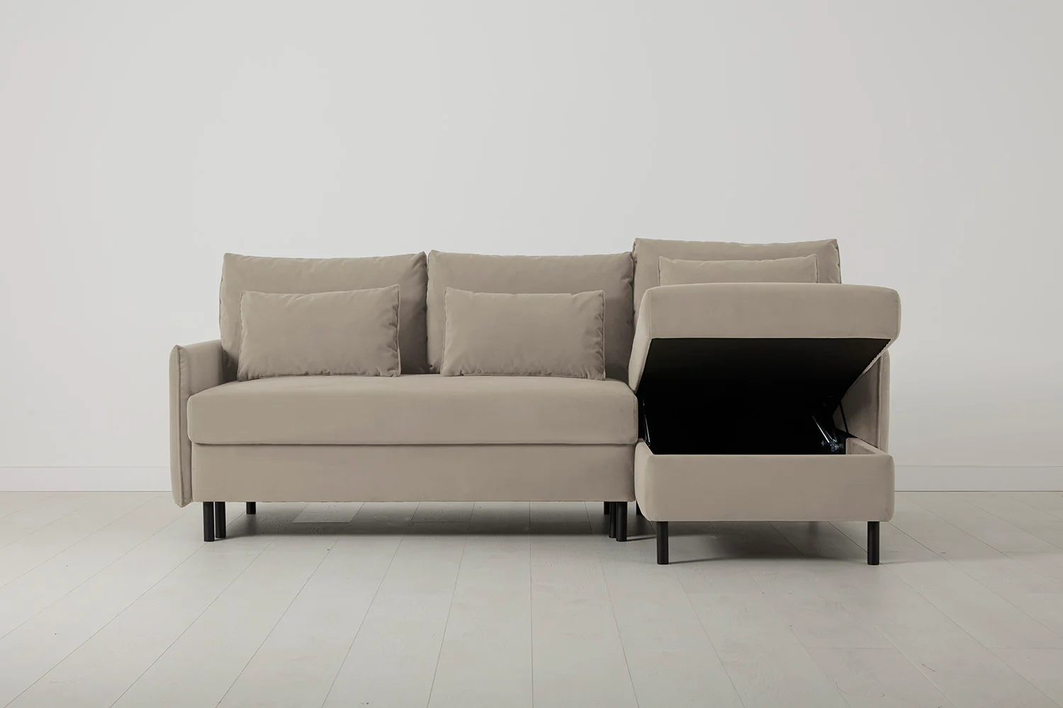 Model 12 Sofa Bed with Storage 3 Seater Right Chaise, Bone - Image 3