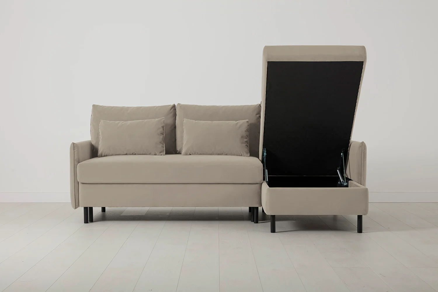 Model 12 Sofa Bed with Storage 3 Seater Right Chaise, Bone - Image 5