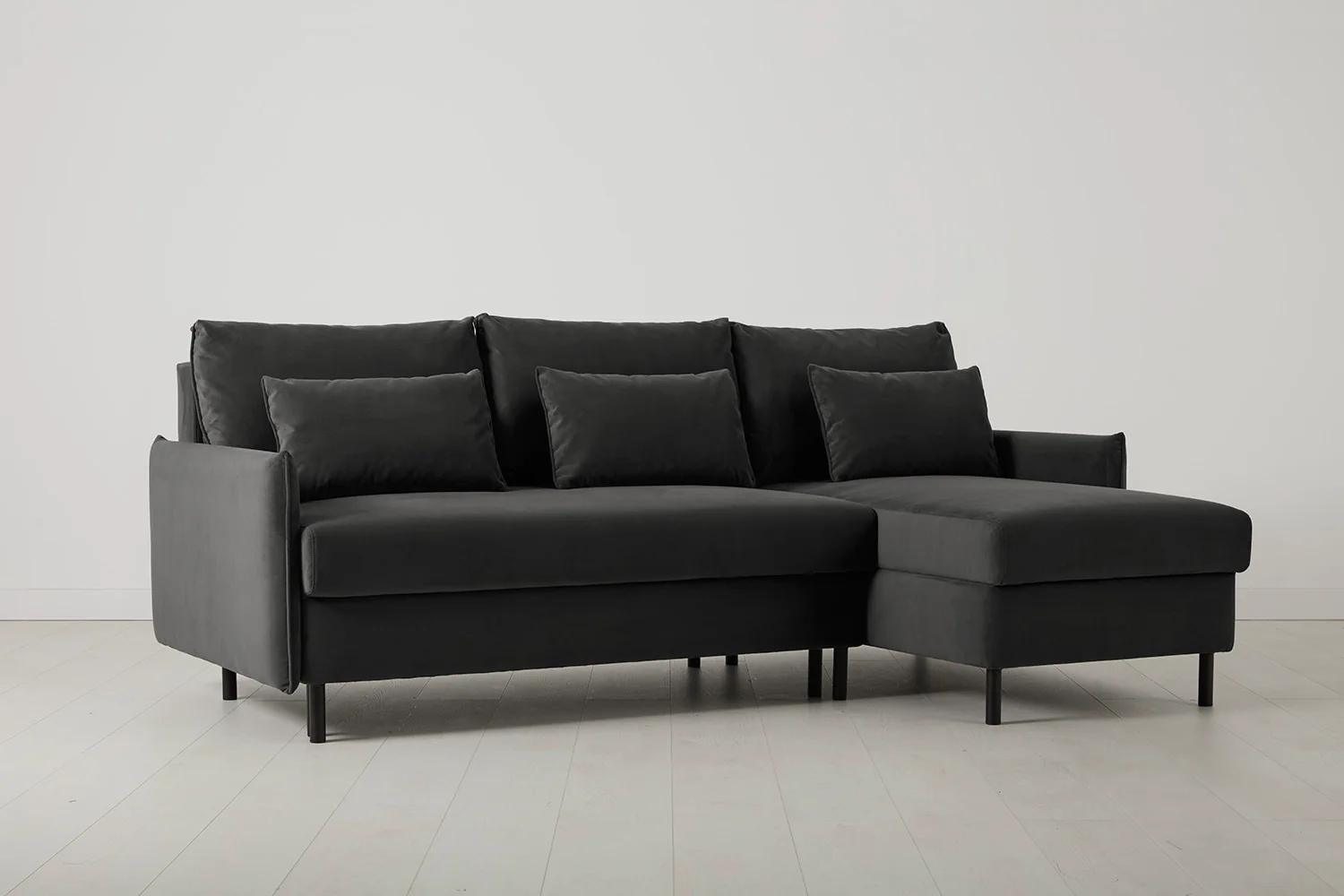 Model 12 Sofa Bed with Storage 3 Seater Right Chaise, Charcoal - Image 4