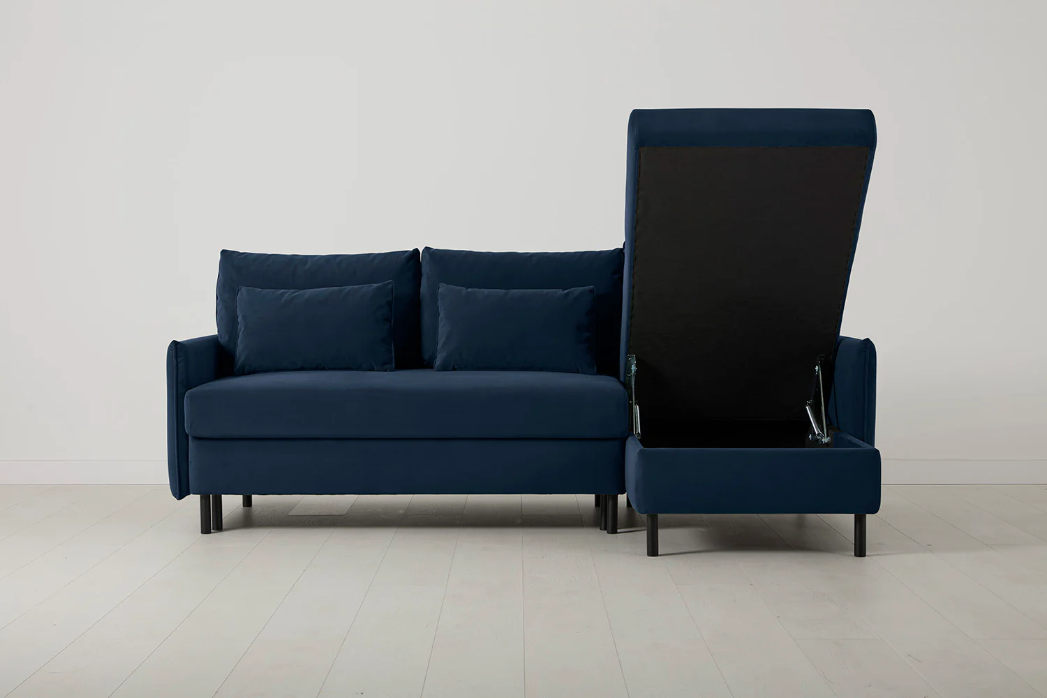 Model 12 Sofa Bed with Storage 3 Seater Right Chaise, Indigo - Image 3